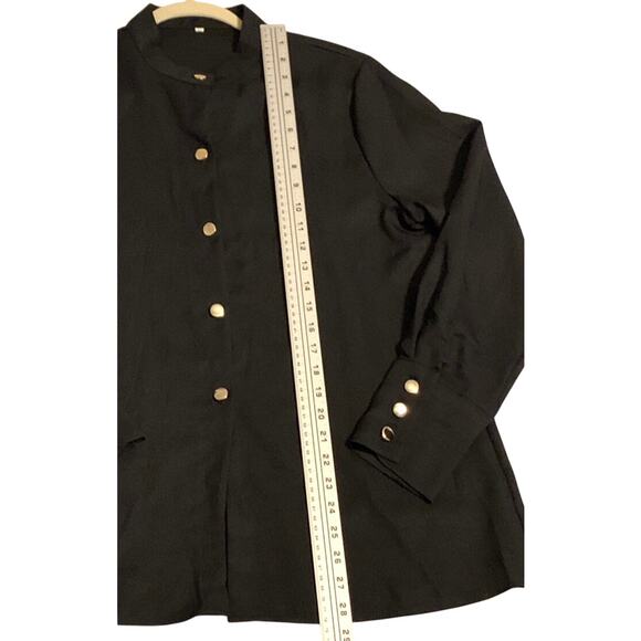 Unbranded Black Womens Elegant Dress Blouse Gold Tone Button Front Closure XL - Picture 4 of 9